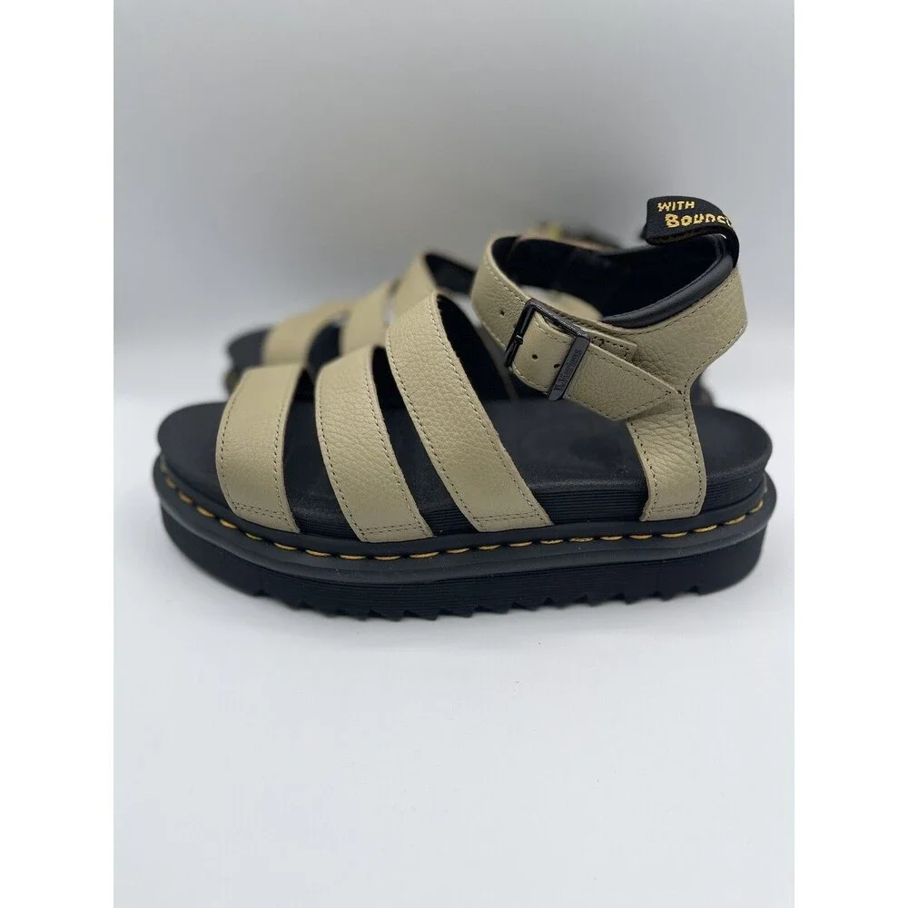Dr Martens Women Blaire 3 Strap Parchment Beige Sandal Shoes Sz EU 39 US 8 New